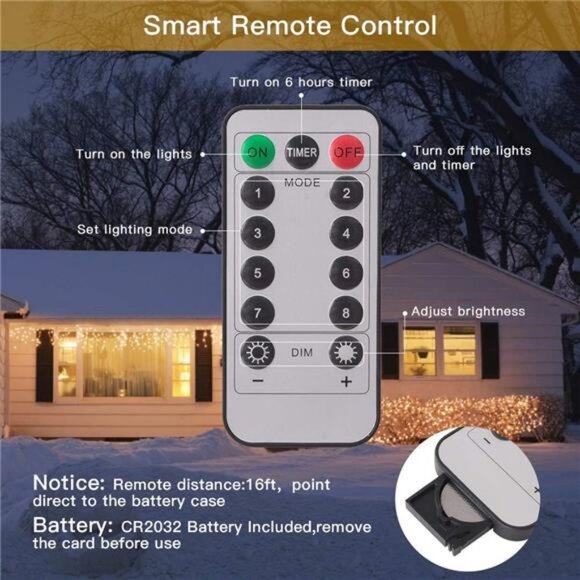 4pcs String Lights Christmas Lights,198 LED 8 Modes Dimmable with Remote Control - Picture 3 of 7